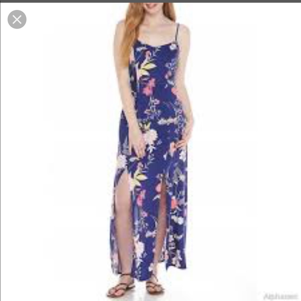 Wonderly Maxi Slip Dress Blue Floral